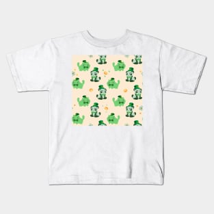 Lucky Citrus Panda and Kitty Pattern Kids T-Shirt